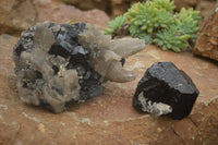 Natural Schorl Black Tourmaline Specimens x 2 From Erongo Mountains, Namibia - TopRock