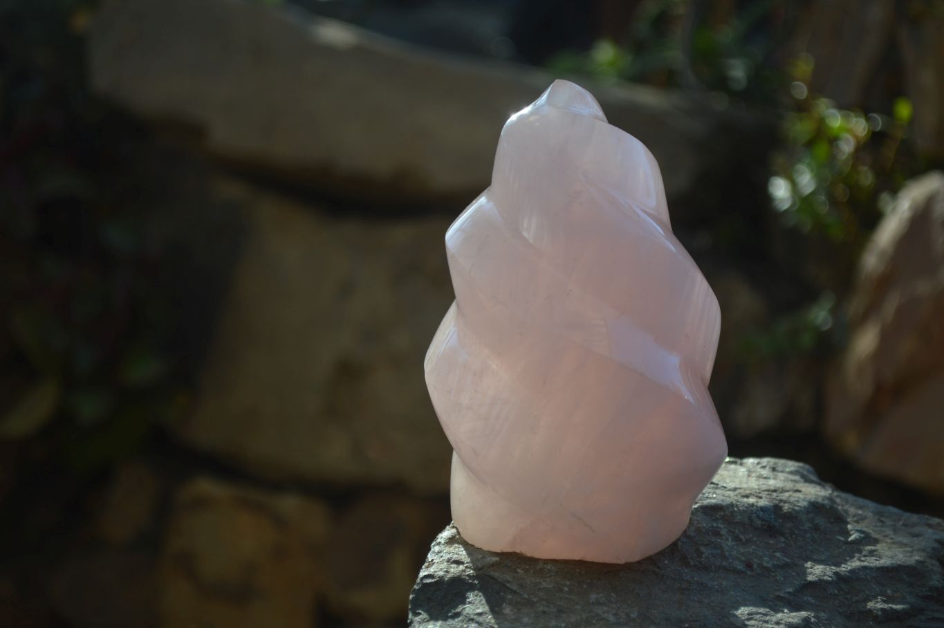 Polished Pink Rose Quartz Flame Sculptures x 2 From Madagascar - Toprock Gemstones and Minerals 