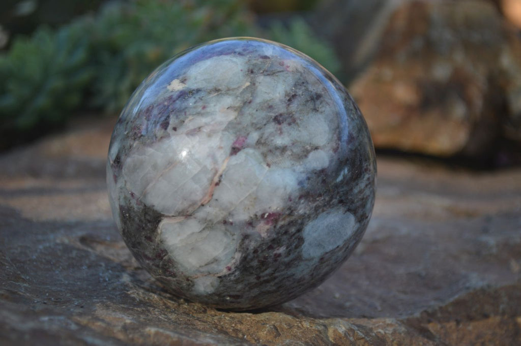 Polished Rubellite Pink Tourmaline Matrix Sphere x 1 From Madagascar - Toprock Gemstones and Minerals 