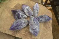 Polished Chevron Amethyst Points x 6 From Zambia