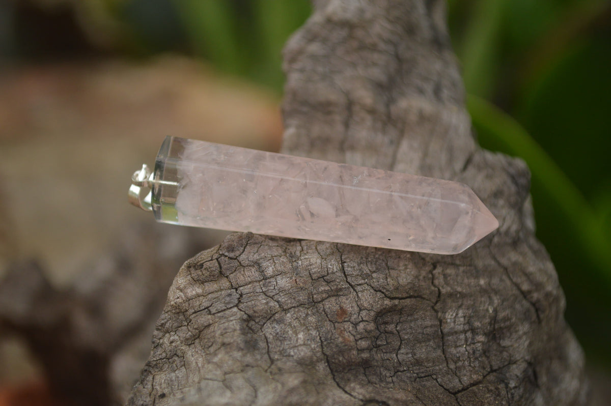Polished Packaged Hand Crafted Resin Pendant with Rose Quartz Chips - sold per piece - From Bulwer, South Africa - TopRock