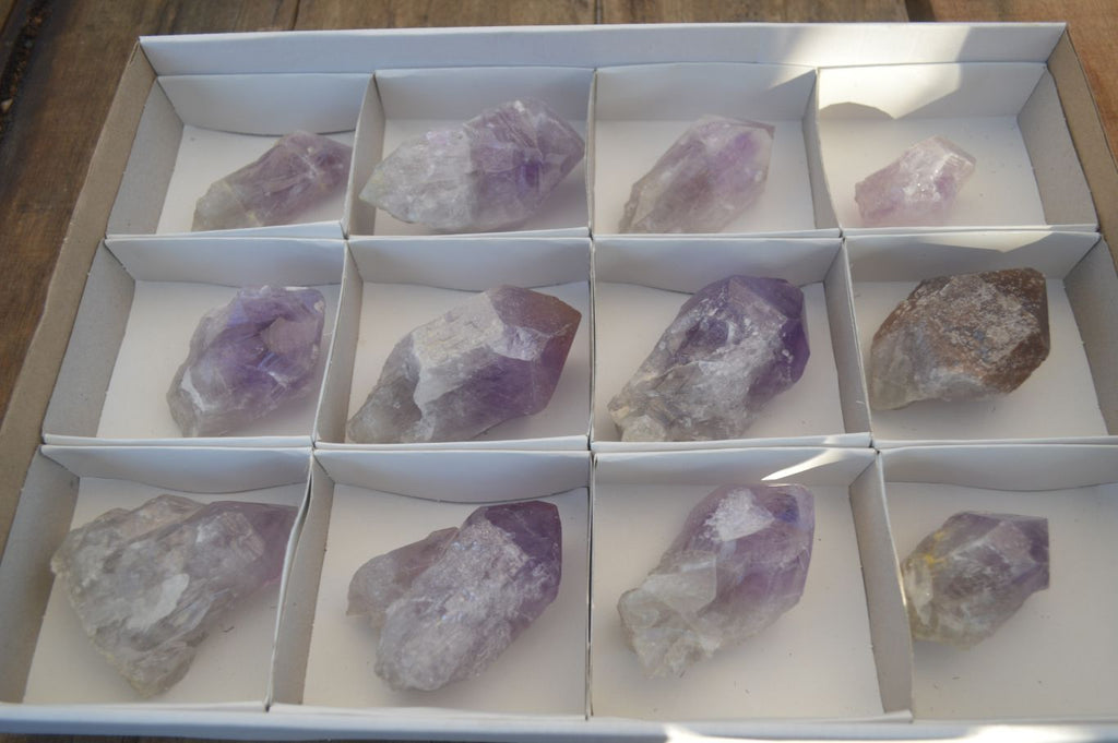 Natural Single Jacaranda Amethyst Crystals x 12 From Mumbwe, Zambia - Toprock Gemstones and Minerals 