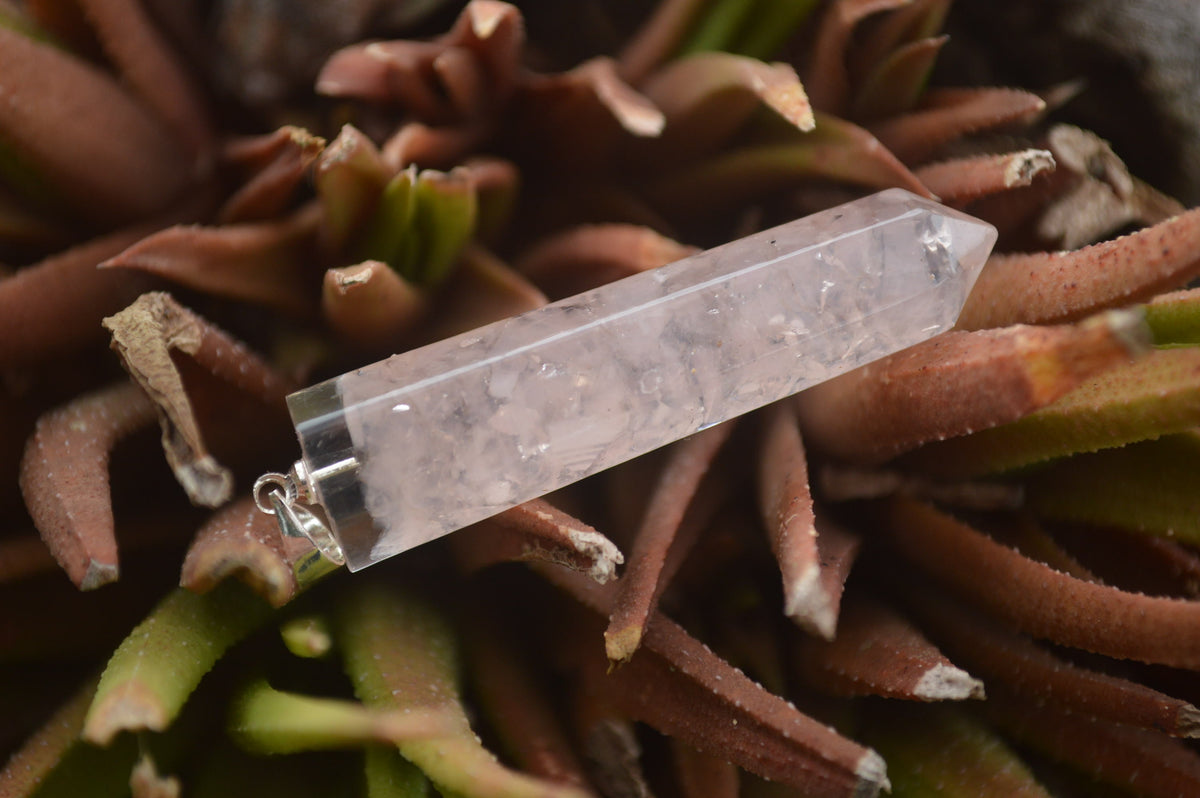 Polished Packaged Hand Crafted Resin Pendant with Rose Quartz Chips - sold per piece - From Bulwer, South Africa - TopRock