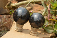 Polished Rare Blue Iolite / Water Sapphire Spheres  x 4 From Madagascar - TopRock