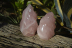 Polished Pink Rose Quartz Flame Sculptures x 2 From Madagascar - Toprock Gemstones and Minerals 