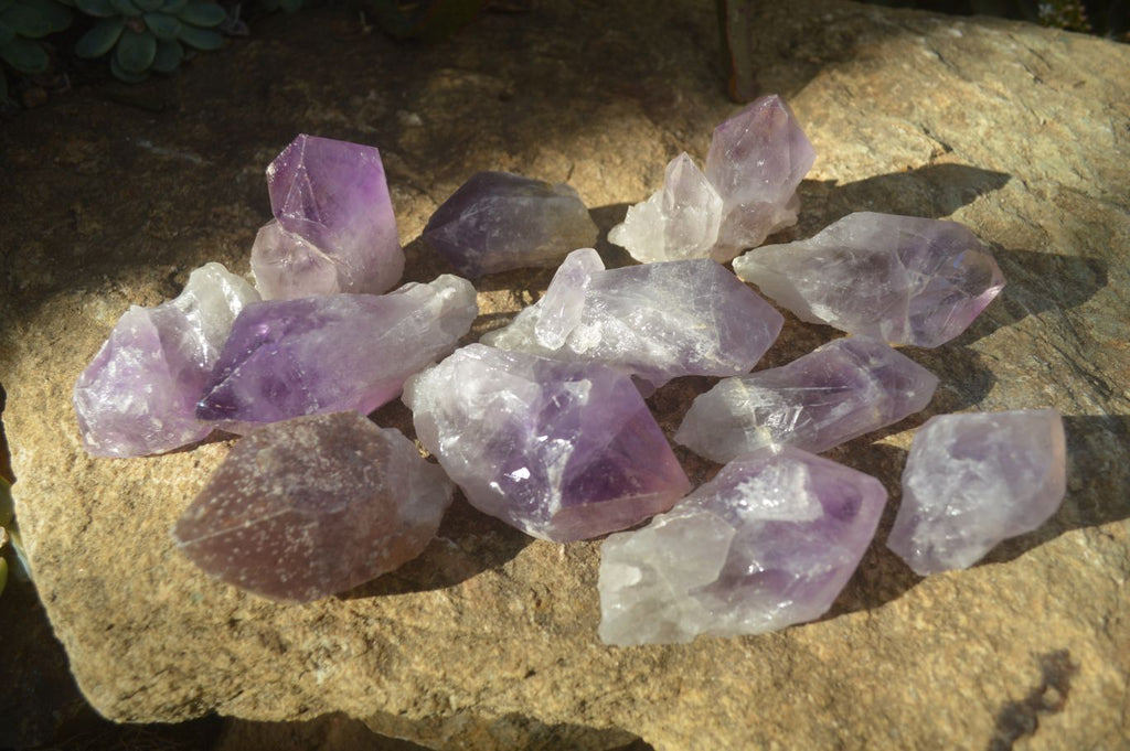 Natural Single Jacaranda Amethyst Crystals x 12 From Mumbwe, Zambia - Toprock Gemstones and Minerals 