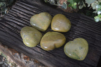 Polished Green Opal Gemstone Hearts  x 6 From Antsirabe, Madagascar - Toprock Gemstones and Minerals 