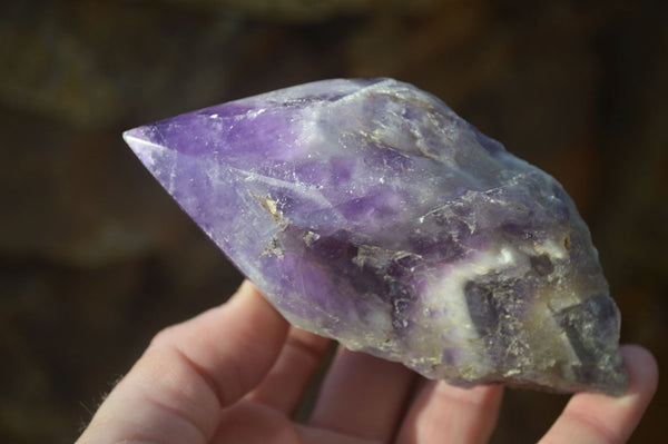 Polished Chevron Amethyst Points x 6 From Zambia