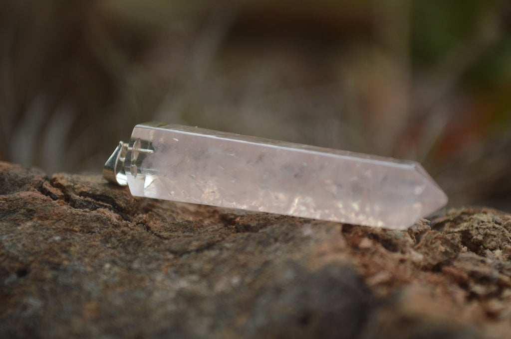 Polished Packaged Hand Crafted Resin Pendant with Rose Quartz Chips - sold per piece - From Bulwer, South Africa - TopRock