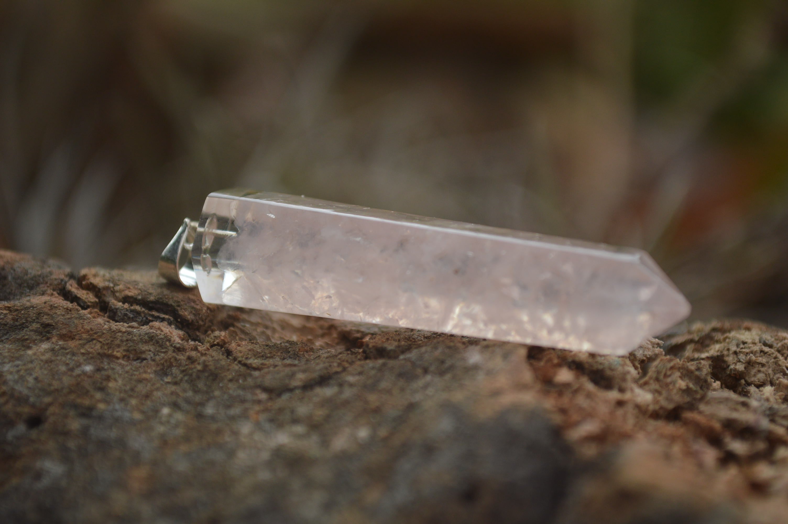 Polished Packaged Hand Crafted Resin Pendant with Rose Quartz Chips - sold per piece - From Bulwer, South Africa - TopRock
