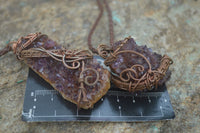 Polished Dark "Amethystos" Amethyst Crystal With Copper Art Wire Pendant -  sold per piece From Zambia - Toprock Gemstones and Minerals 