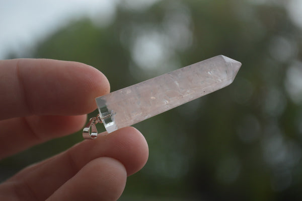 Polished Packaged Hand Crafted Resin Pendant with Rose Quartz Chips - sold per piece - From Bulwer, South Africa - TopRock