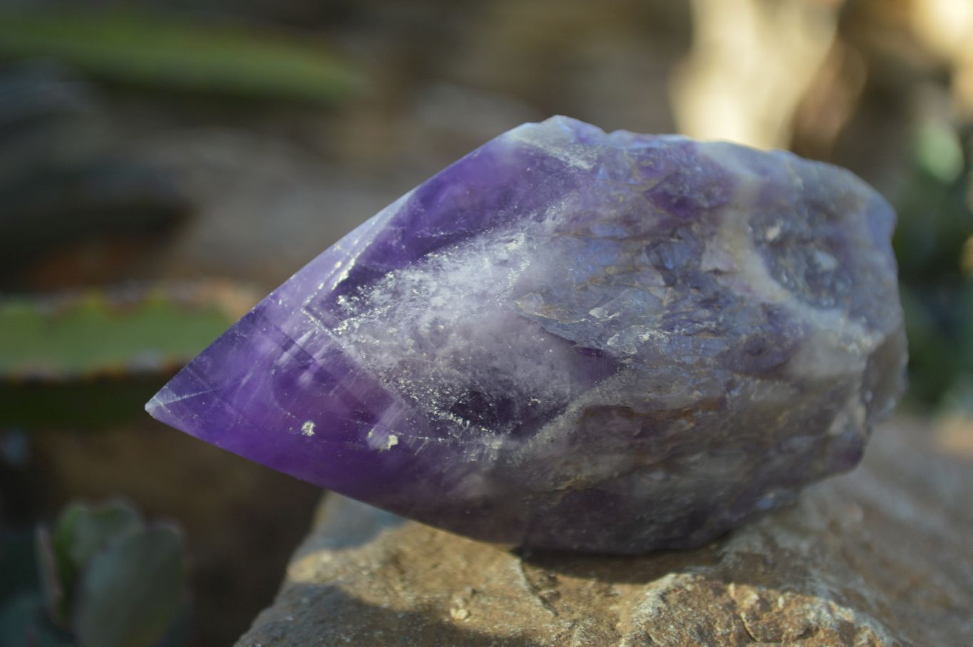 Polished Chevron Amethyst Points x 6 From Zambia - Toprock Gemstones and Minerals 