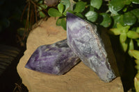 Polished Chevron Amethyst Points x 6 From Zambia