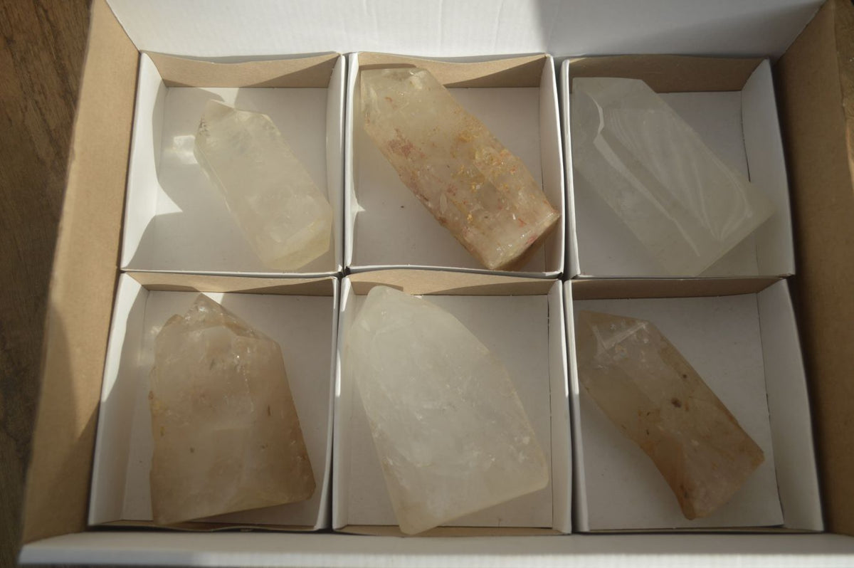 Polished Clear Quartz Points x 6 From Southern Africa - Toprock Gemstones and Minerals 