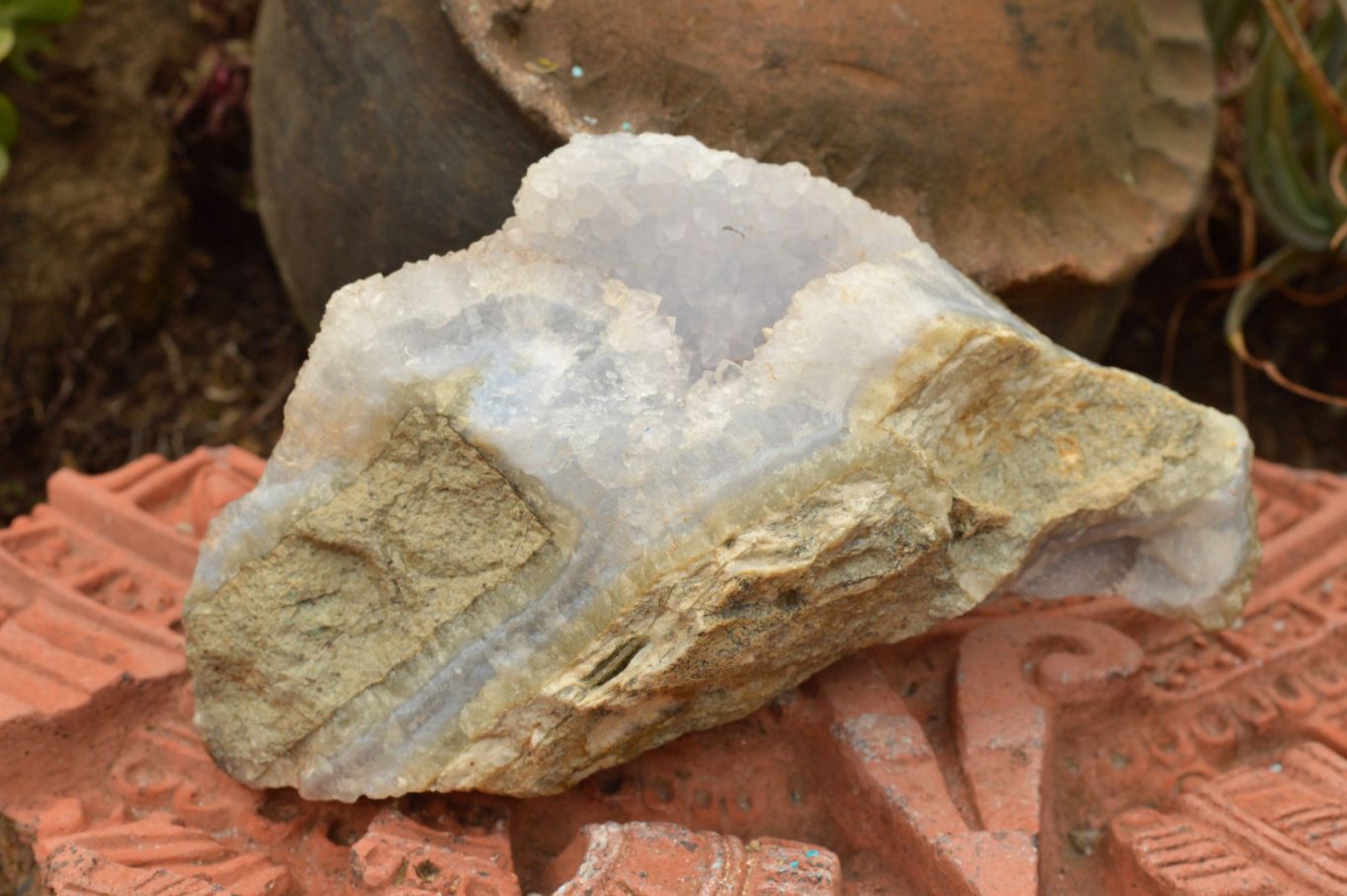 Natural Large Blue Lace Agate Geode Specimens  x 3 From Nsanje, Malawi - TopRock