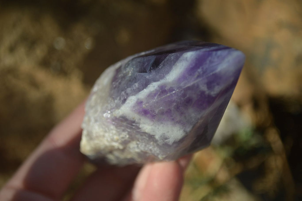 Polished Chevron Amethyst Points x 6 From Zambia - Toprock Gemstones and Minerals 