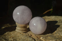 Polished Rare Blue Star Rose Quartz Spheres x 3 From Ambatondrazaka, Madagascar - Toprock Gemstones and Minerals 