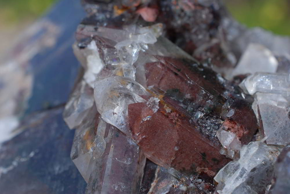 Natural Red Phantom Chlorite Quartz, Blue Lace Agate, Silky Malachite, Amethyst Phantom Quartz, Mtorolite & Smokey Cascading Quartz Specimens x 6 From Southern Africa - TopRock