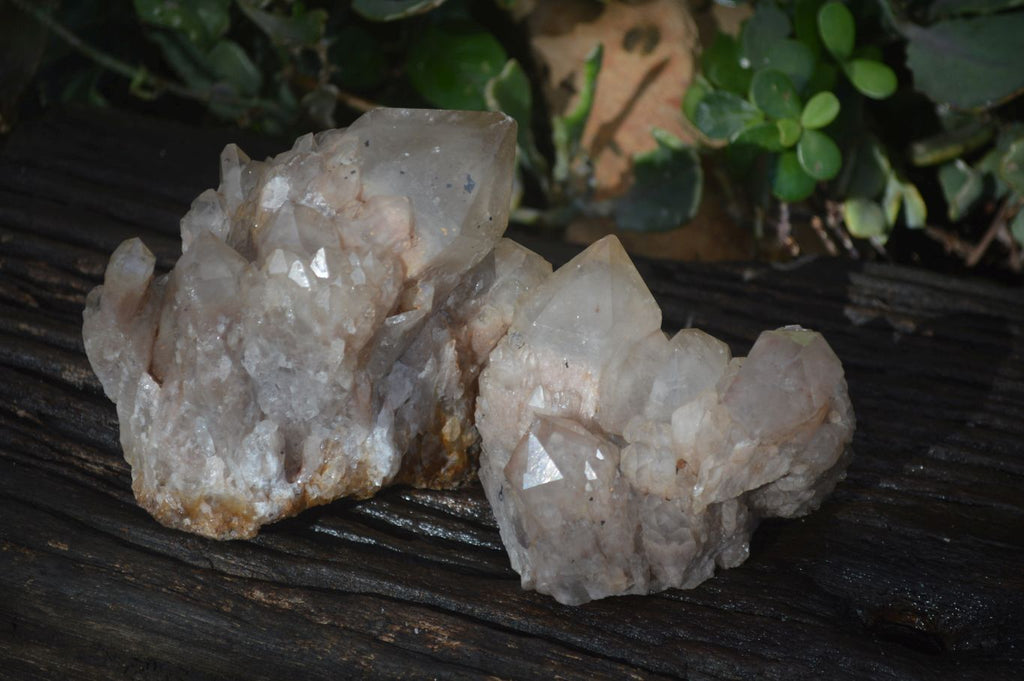 Natural Cascading White Phantom Smokey Quartz Clusters x 2 From Luena, Congo - Toprock Gemstones and Minerals 