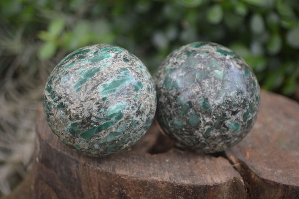 Polished Rare Emerald In Matrix Spheres  x 4 From Sandawana, Zimbabwe - Toprock Gemstones and Minerals 