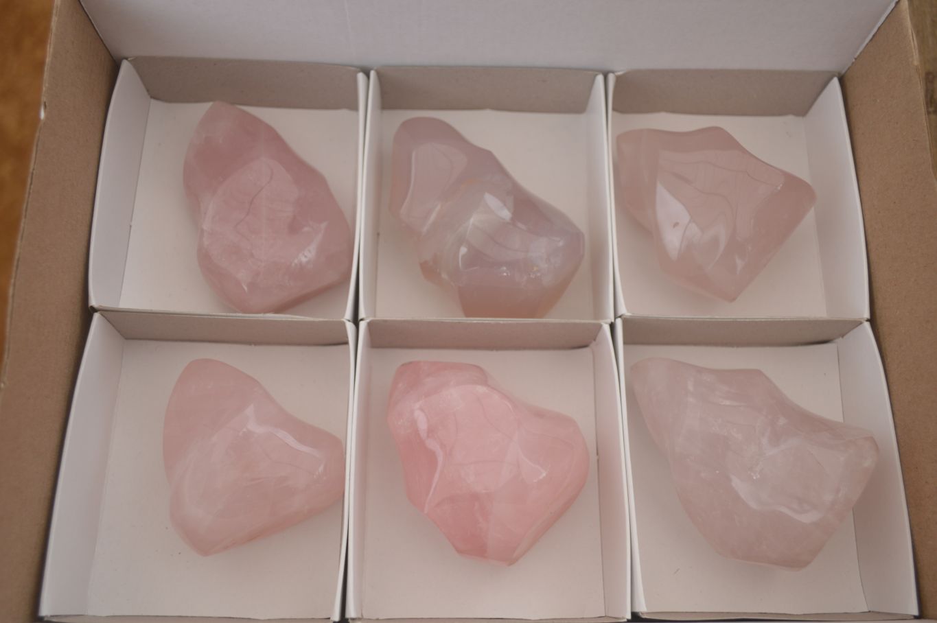 Polished Pink Rose Quartz Flame Sculptures x 6 From Antsirabe, Madagascar - Toprock Gemstones and Minerals 