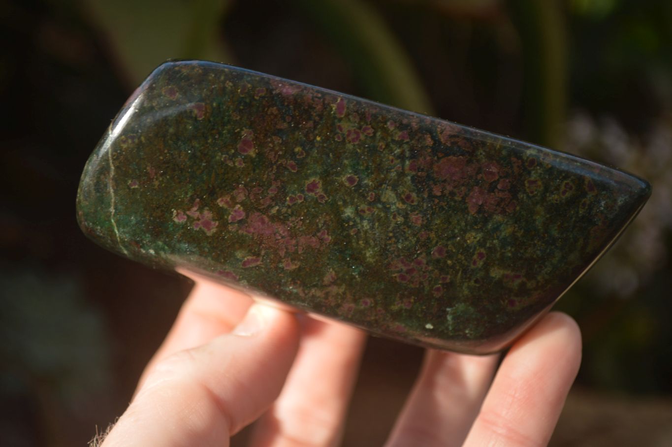 Polished  Fluorescent Ruby Corundum In Chrome Verdite Free Forms x 4 From Zimbabwe - Toprock Gemstones and Minerals 