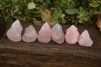 Polished Pink Rose Quartz Flame Sculptures x 6 From Antsirabe, Madagascar - Toprock Gemstones and Minerals 