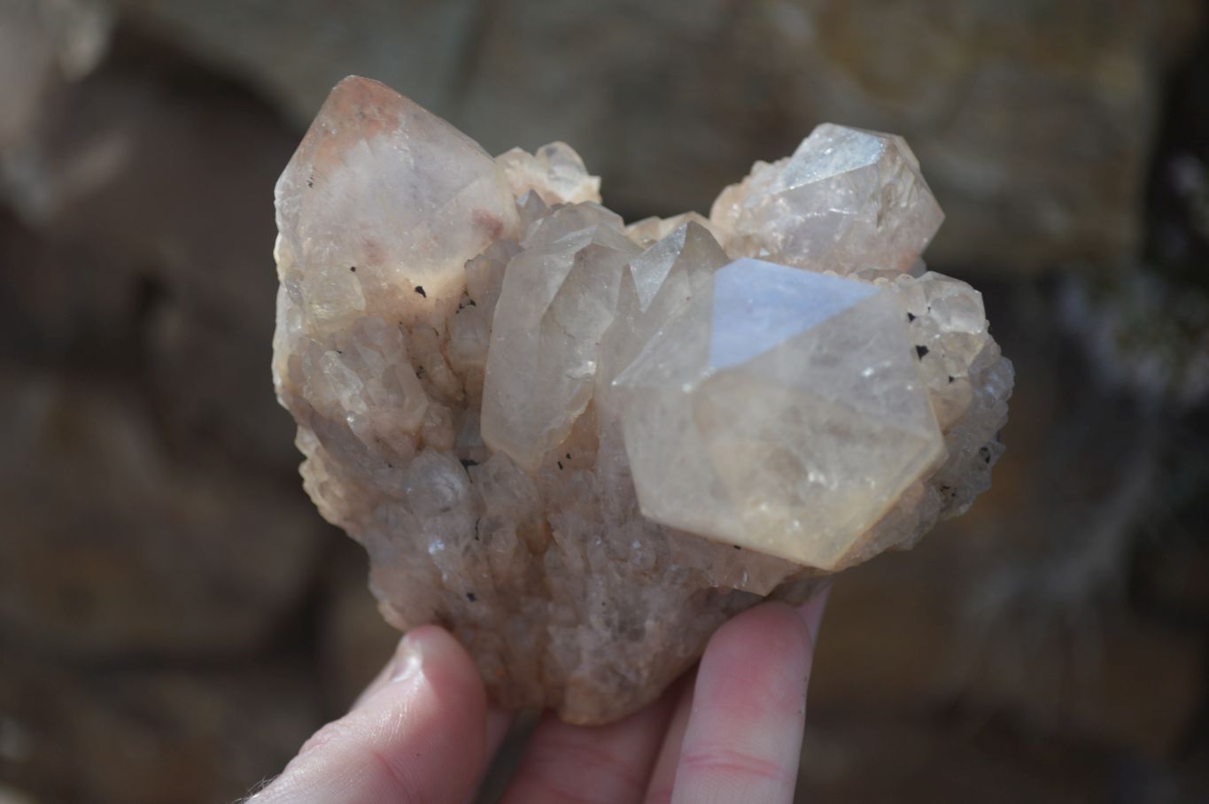 Natural Cascading White Phantom Smokey Quartz Clusters x 2 From Luena, Congo - Toprock Gemstones and Minerals 