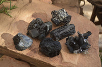 Natural Schorl Black Tourmaline Specimens x 6 From Erongo, Namibia