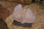 Polished Pink Rose Quartz Flame Sculptures x 6 From Antsirabe, Madagascar - Toprock Gemstones and Minerals 