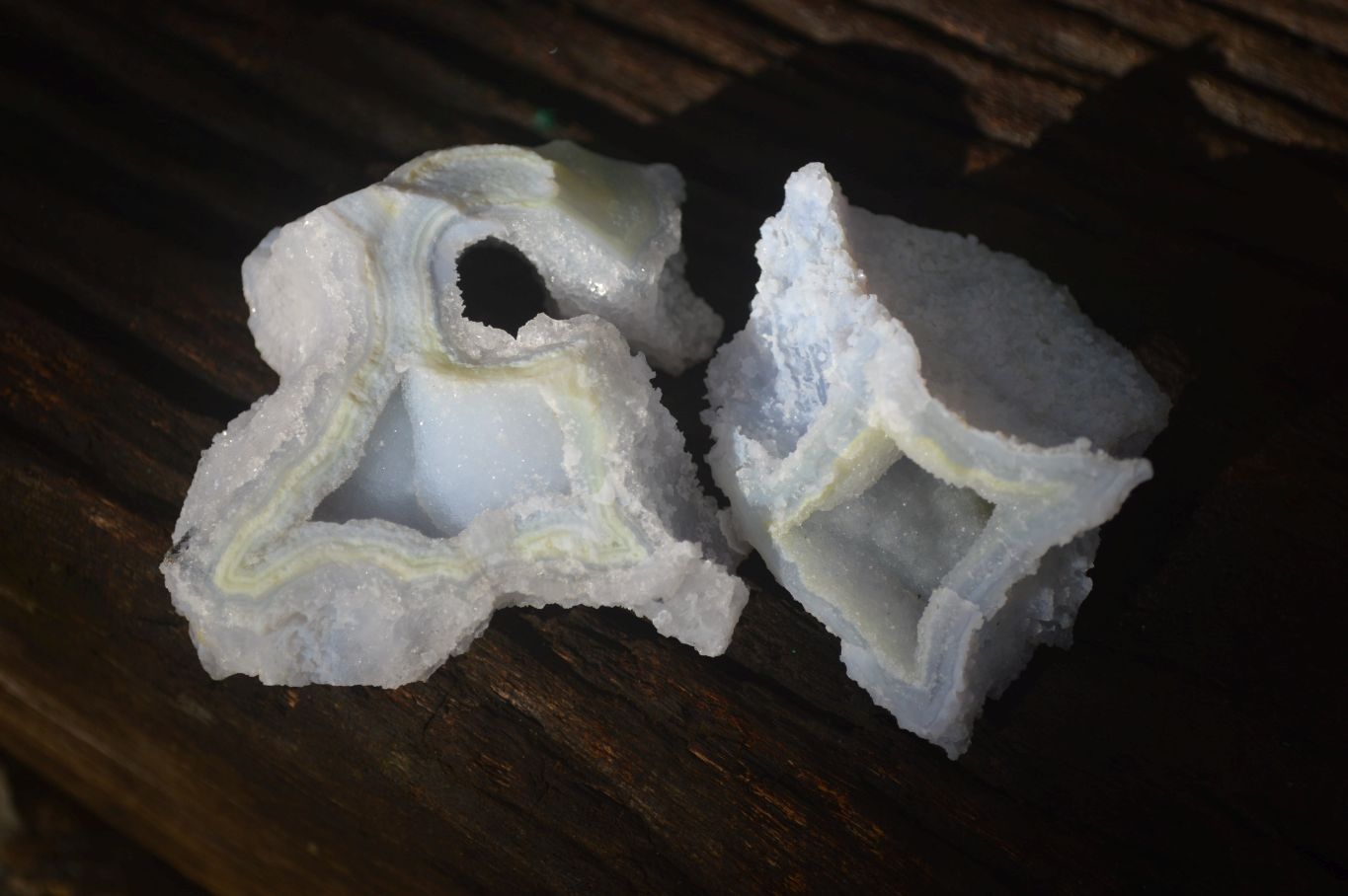 Natural Etched Blue Chalcedony Specimens  x 12 From Nsanje, Malawi - Toprock Gemstones and Minerals 