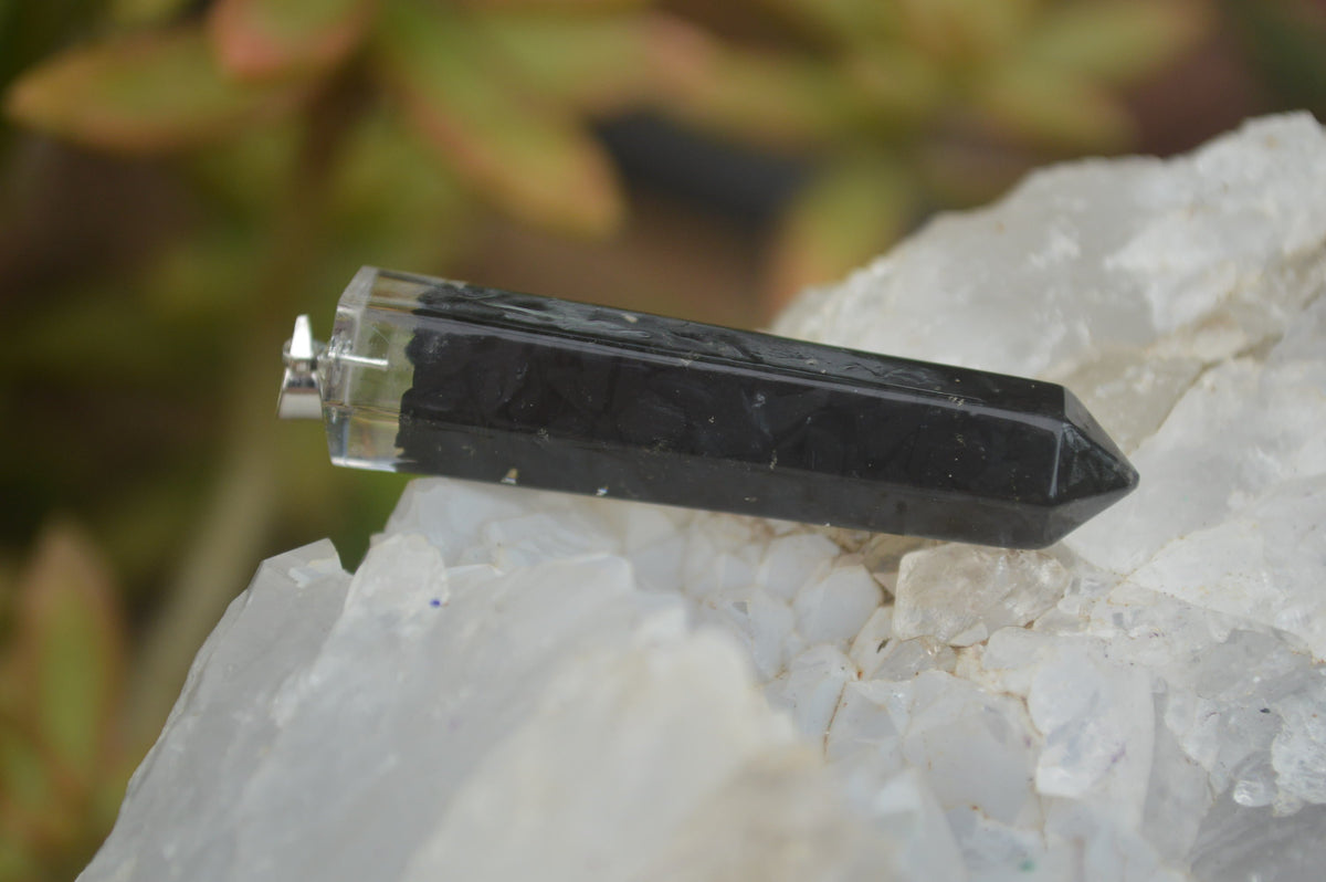 Polished Packaged Hand Crafted Resin Pendant with Shungite Chips - sold per piece - From Bulwer, South Africa - TopRock