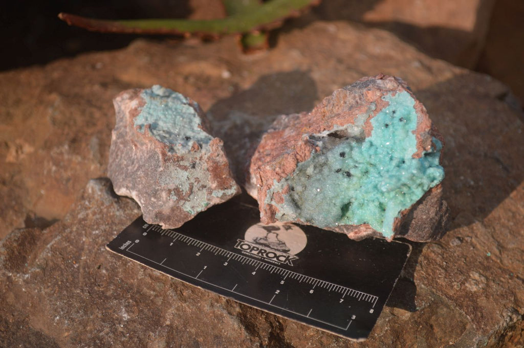 Natural Drusy Coated Chrysocolla Dolomite Specimens x 3 From Congo - Toprock Gemstones and Minerals 