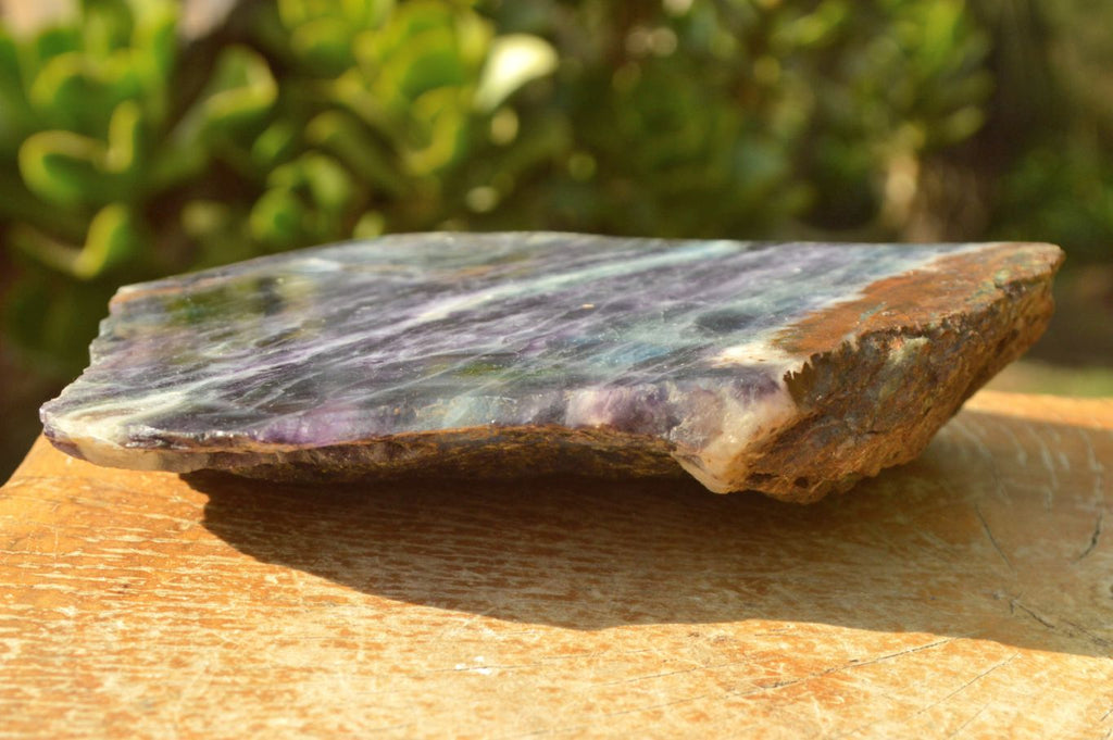Polished Large Semi Translucent Watermelon Fluorite Slice x 1 From Uis, Namibia - TopRock