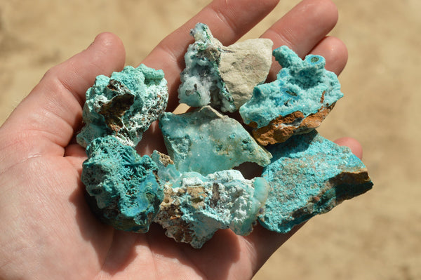 Natural Small Chrysocolla, Dolomite, Libethenite & Malachite Specimens  x 61 From Likasi, Congo