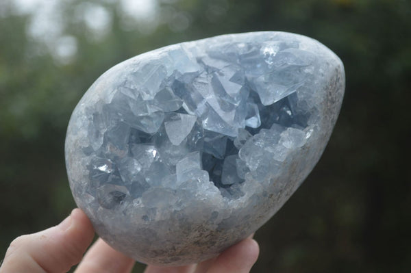 Natural Blue Celestite Crystal Centred Egg x 1 From Sakoany, Madagascar - Toprock Gemstones and Minerals 