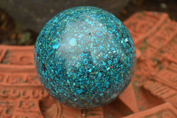 Polished Chrysocolla Conglomerate Sphere With Azurite & Malachite x 1 From Congo - TopRock