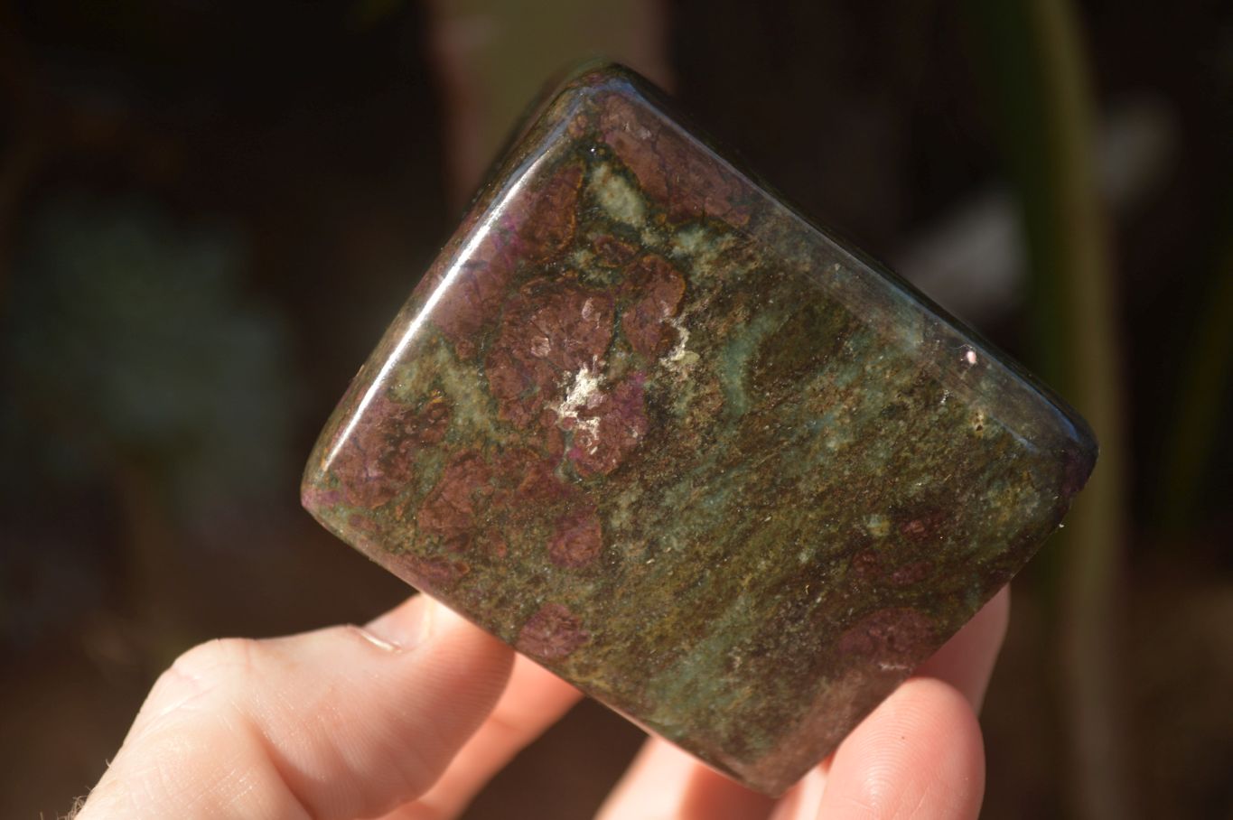 Polished  Fluorescent Ruby Corundum In Chrome Verdite Free Forms x 4 From Zimbabwe - Toprock Gemstones and Minerals 
