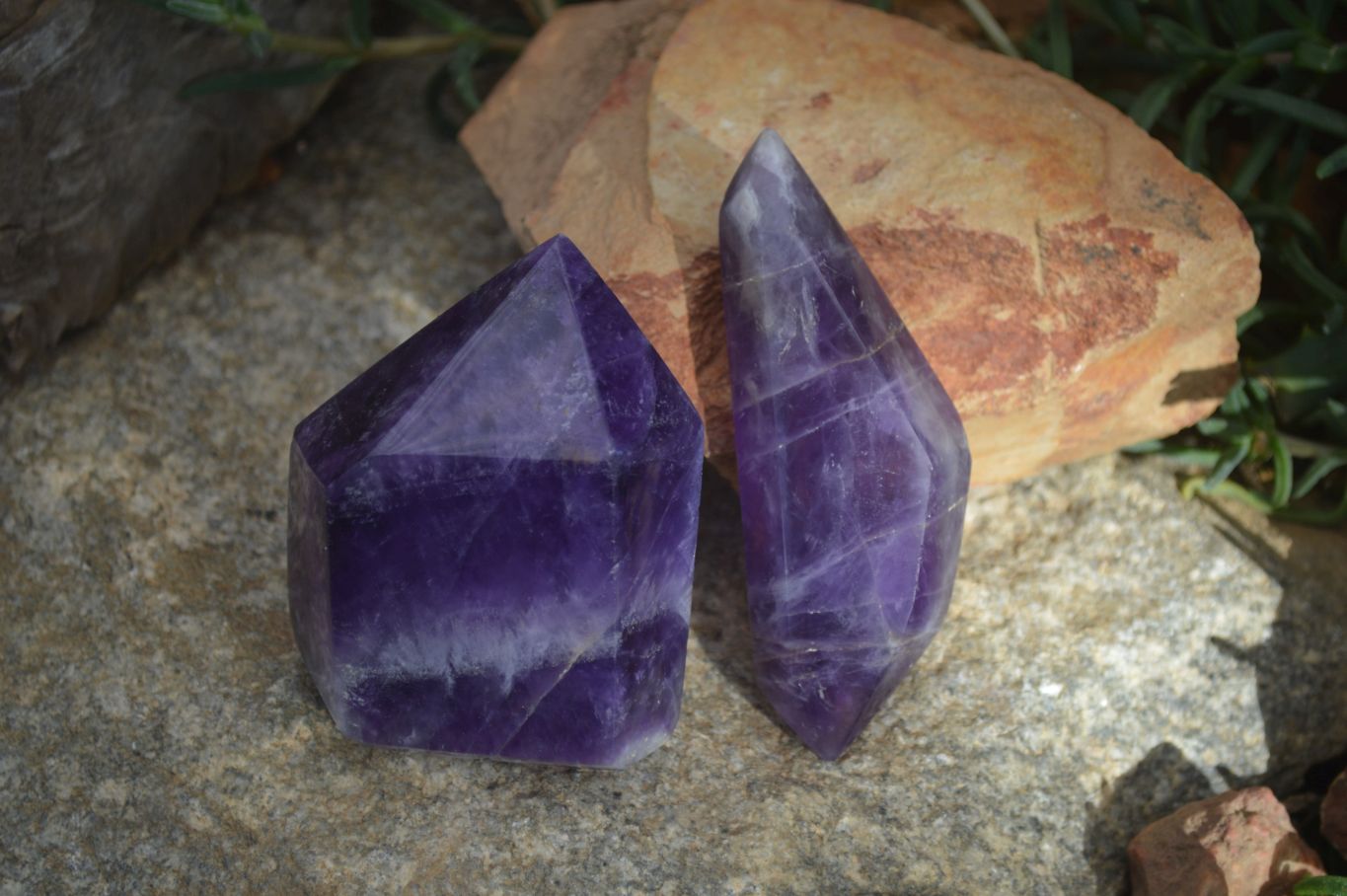 Polished Dream Amethyst Points x 4 From Madagascar - Toprock Gemstones and Minerals 
