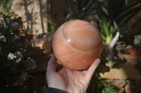 Polished Large Orange Twist Calcite Sphere x 1 From Maevantanana, Madagascar - Toprock Gemstones and Minerals 