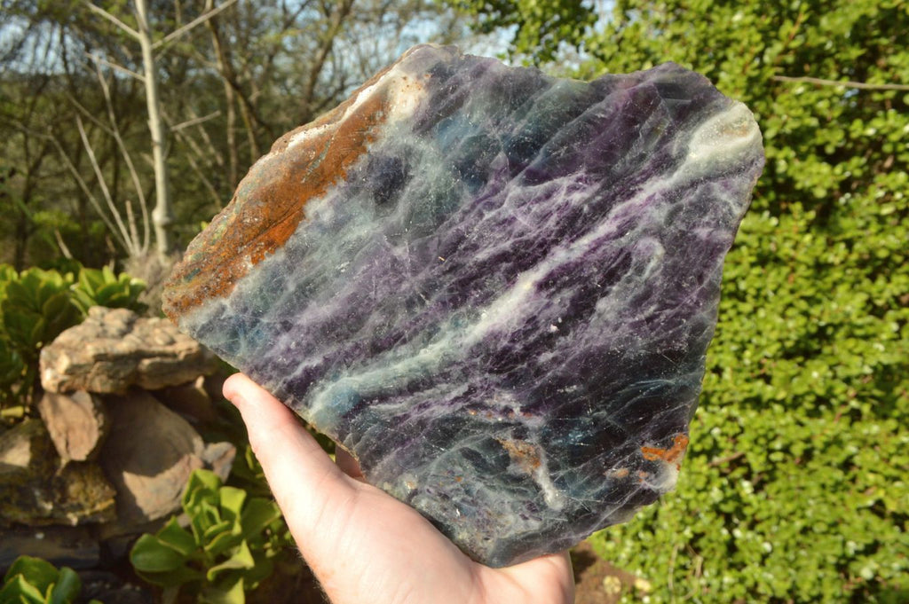 Polished Large Semi Translucent Watermelon Fluorite Slice x 1 From Uis, Namibia - TopRock