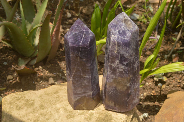 Polished Purple Lepidolite Mica Points  x 2 From Madagascar - TopRock
