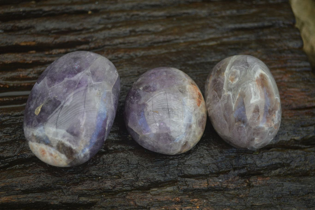 Polished Smokey Dream Amethyst Palm Stones  x 12 From Madagascar - Toprock Gemstones and Minerals 
