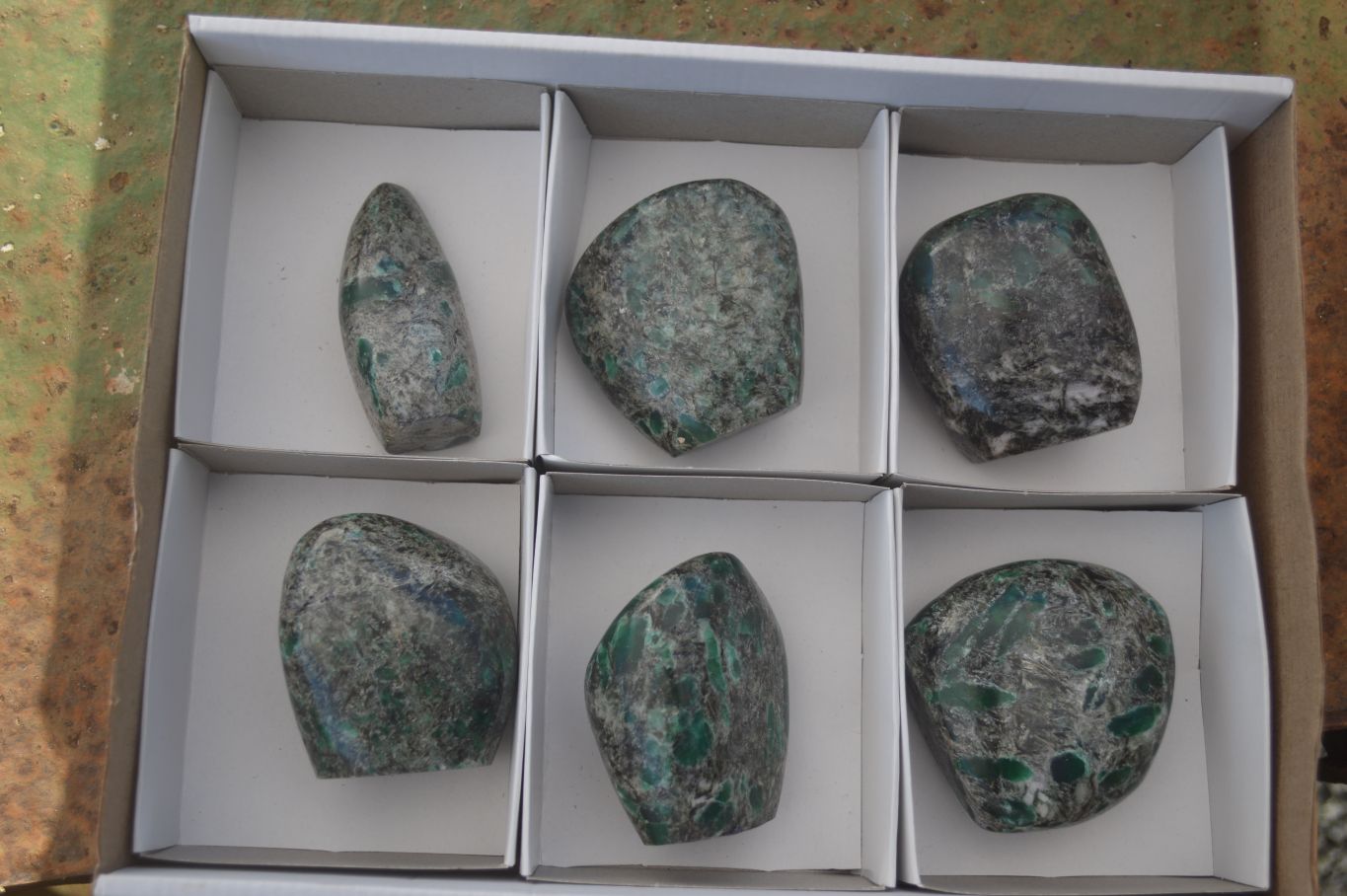 Polished Emerald In Matrix Standing Free Forms x 6 From Sandawana, Zimbabwe - TopRock