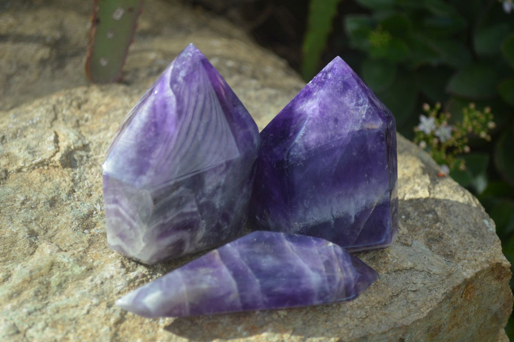 Polished Dream Amethyst Points x 4 From Madagascar - Toprock Gemstones and Minerals 
