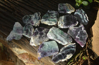Polished One Side Polished Watermelon Fluorite Pieces  x 12 From Uis, Namibia - Toprock Gemstones and Minerals 