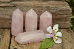 Polished Gemmy Pink Rose Quartz Towers  x 4 From Ambatondrazaka, Madagascar - TopRock