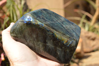 Polished Labradorite Standing Free Forms With Blue & Gold Flash  x 2 From Tulear, Madagascar - TopRock