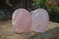Polished Pink Rose Quartz Standing Free Forms x 2 From Ambatondrazaka, Madagascar - TopRock